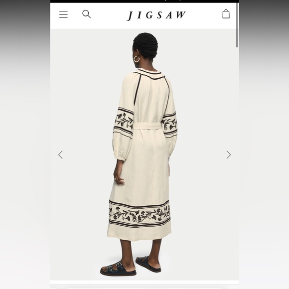 JigSaw Linen-blend Embroidery Maxi Dress size US 6 UK 10 - Picture 7 of 9